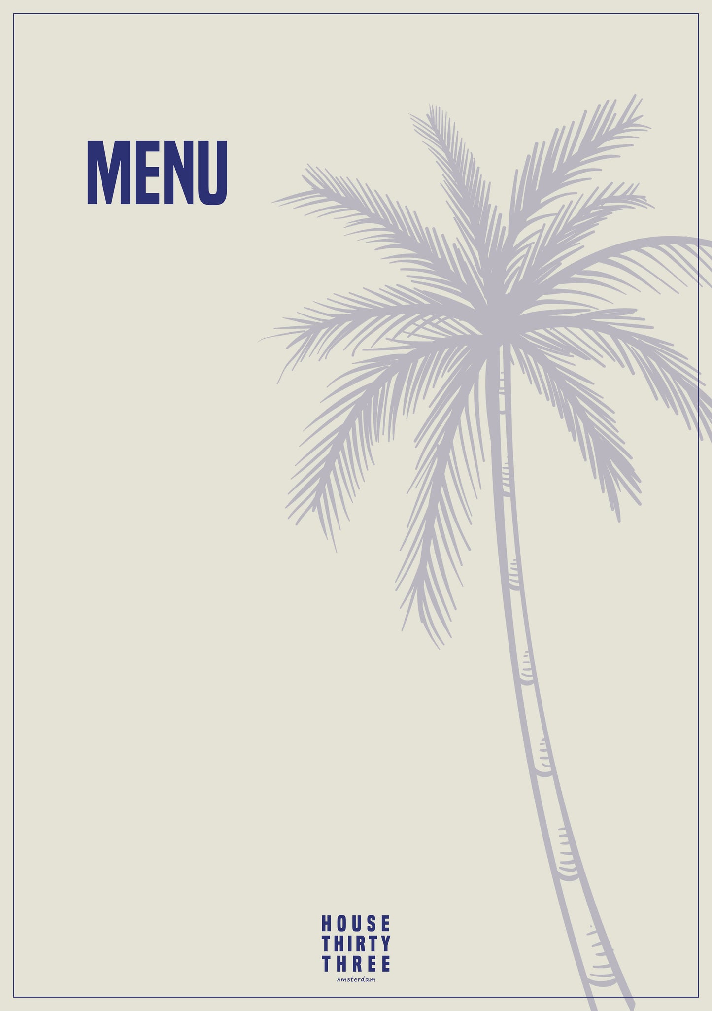 PDF menu design 'Meet Me Under The Palms'